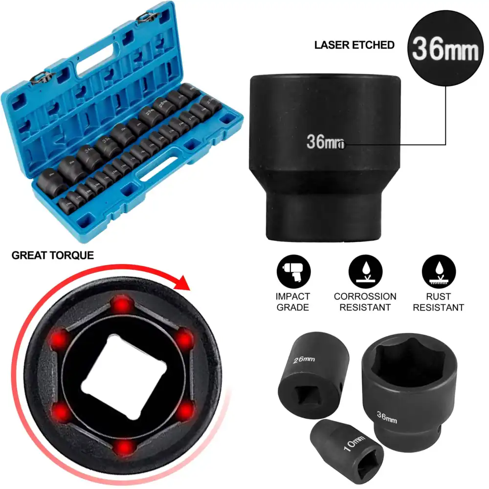 Industrial Laser Etching - Conjunto de Soquetes de Impacto Métricos,